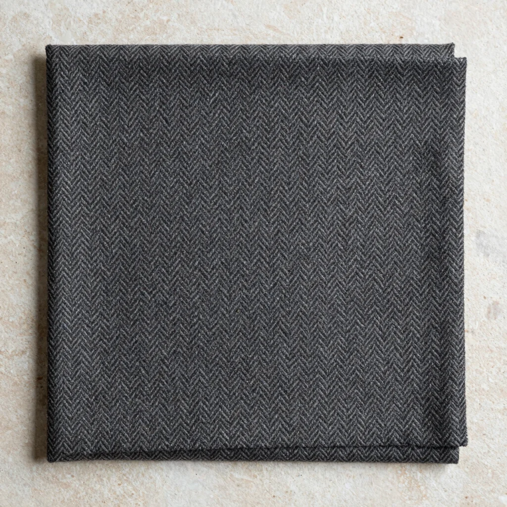 Charcoal Herringbone Wool Blend